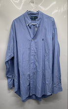Load image into Gallery viewer, Ralph Lauren Mens Blue Striped Collared Long Sleeve Button-Up Shirt Size XL
