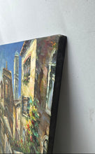 Load image into Gallery viewer, Vintage Mediterranean Seaside Terrace View Oil Painting Signed By P. Wolseley
