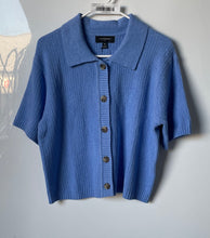 Load image into Gallery viewer, Banana Republic Womens Blue Collared Short Sleeve Cardigan Sweater Size Medium
