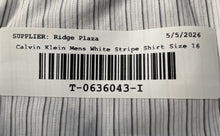 Load image into Gallery viewer, Calvin Klein Mens White Striped Stretch Slim Fit Dress Shirt Size 16 32/33
