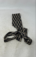 Load image into Gallery viewer, Pierre Cardin Mens Black Beige Geometric Keeper Loop Adjustable Pointed Tie

