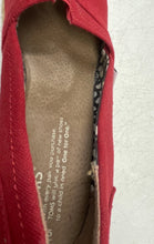 Load image into Gallery viewer, Toms Womens Red Beige Open Toe Slip-On Wedge Espadrille Heels Size 6.5
