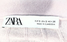 Load image into Gallery viewer, Zara Womens Pink Ribbed Knit Long Sleeve Cropped Cardigan Sweater Size Small
