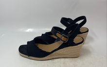 Load image into Gallery viewer, Lucky Brand Womens Mindra Black Wedge Heel Adjustable Espadrille Sandals Size 10

