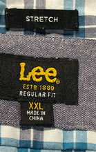 Load image into Gallery viewer, Lee Mens Teal Blue White Regular Fit Stretch Pockets Button-Up Shirt Size XXL
