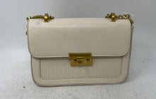 Load image into Gallery viewer, Madison West Womens Beige Leather Chain Strap Flap Over Crossbody Handbag w/ Tag
