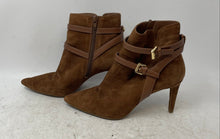 Load image into Gallery viewer, Michael Kors Womens Brown Leather Side Zip High Stiletto Ankle Booties Size 7M
