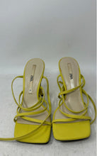 Load image into Gallery viewer, Zara Womens Yellow Leather Buckle Open Toe Block Strappy Heels Size EUR 37
