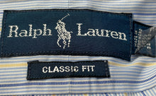 Load image into Gallery viewer, Ralph Lauren Mens Blue Striped Print Classic Fit Long Sleeve Dress Shirt Sz 16.5
