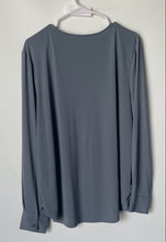 Load image into Gallery viewer, Ann Taylor Womens Gray Long Sleeve Surplice Neck Pullover Blouse Top Size L
