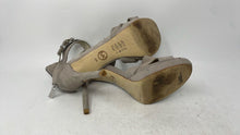 Load image into Gallery viewer, Michael Kors Womens Gray Suede Open Toe Stiletto Ankle Strap Heels Size 9M

