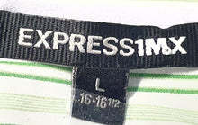Load image into Gallery viewer, Express Mens Multicolor Striped 1MX Long Sleeve Collared Dress Shirt Size L
