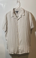 Load image into Gallery viewer, Express Mens White Black Geometric Print Short Sleeve Button-Up Shirt Size M
