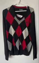 Load image into Gallery viewer, Express Mens Black Multicolor Argyle Long Sleeve V-Neck Pullover Sweater Size M

