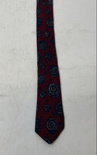 Load image into Gallery viewer, Calvin Klein Mens Burgundy Swirl Print Silk Keeper Loop Adjustable Pointed Tie
