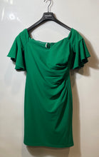 Load image into Gallery viewer, Calvin Klein Womens Green Flared Sleeve V-Neck Back Zip Ruched Sheath Dress Sz 8
