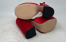 Load image into Gallery viewer, Unbranded Womens Red Leather Ankle Strap Block Platform Heels Size 5.5
