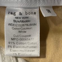 Load image into Gallery viewer, Rag &amp; Bone Womens White Raw Hem Stretch Denim Skinny Leg Jeans Size 28
