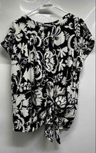 Load image into Gallery viewer, Vivid Aura Womens Black &amp; White Floral Print Tie-Front Blouse Top Size XL
