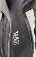 Load image into Gallery viewer, Zara Womens Black Faux Leather Sharp Pointed Toe Wedge Pump Heels Size EUR 37

