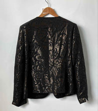 Load image into Gallery viewer, Covington Womens Black Gold Floral Long Sleeve Button Front Blazer Jacket Sz XL
