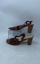 Load image into Gallery viewer, David Tate Womens Amarone Brown Wood Buckle Block Slingback Heels Size 9.5

