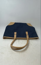 Load image into Gallery viewer, Charter Club Womens Navy Light Brown Denim Shoulder Bag &amp; Cosmetic Wallet
