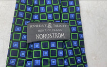 Load image into Gallery viewer, Robert Talbott Nordstrom Mens Blue Geometric Keeper Loop Adjustable Pointed Tie
