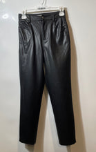 Load image into Gallery viewer, Zara Womens Black Leather 5-Pocket Design Straight Leg Ankle Pants Size 0
