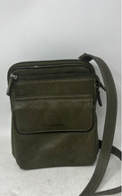 Load image into Gallery viewer, Fossil Unisex Green Leather Adjustable Strap Zipper Crossbody Messenger Bag
