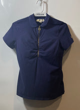 Load image into Gallery viewer, Michael Kors Womens Blue Short Sleeve Front Zip Blouse Top Size XS
