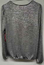 Load image into Gallery viewer, Vince Camuto Womens Silver Long Sleeve V-Neck Wrap Blouse Top Size S With Tag
