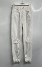 Load image into Gallery viewer, Zara Womens White Light Wash Flat Front Distressed Straight-Leg Jeans Pants Sz 0
