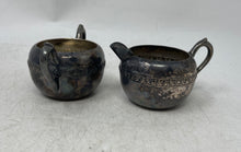 Load image into Gallery viewer, Vintage Rogers Silver-Tone Embossed Floral Scroll Creamer And Sugar Bowl 2 Pcs
