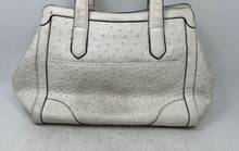 Load image into Gallery viewer, London Fog Womens White Ostrich Embossed Charm Bottom Studs Satchel Handbag
