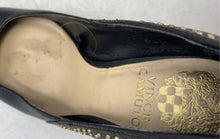 Load image into Gallery viewer, Vince Camuto Womens Black Gold Leather Slip-On Pointed Toe Pump Heels Size 5.5M

