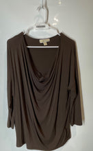 Load image into Gallery viewer, Michael Kors Womens Brown Long Sleeve Cowl Neck Blouse Top Size XL
