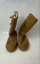 Load image into Gallery viewer, UGG Womens Victoria Tall 1015875 Khaki Suede Bow Mid-Calf Ice Snow Boots Size 9
