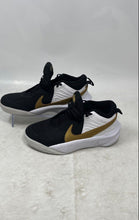 Load image into Gallery viewer, Nike Boys Team Hustle D10 CW6735-002 Black White Gold Sneakers Shoes Size 4Y

