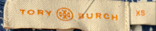 Load image into Gallery viewer, Tory Burch Womens Blue Printed Silk Short Sleeve Button-Up Shirt Size XS
