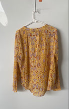 Load image into Gallery viewer, Zara Womens Yellow Print Long Sleeve Split V-Neck Pullover Tunic Blouse Size L
