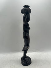 Load image into Gallery viewer, Mid-Century Woman Carrying Basket Carving Asian Decor Wood Statue Figurines
