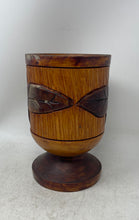 Load image into Gallery viewer, Vintage Brown Floral Hand-Carved Wood 3 Pcs Footed Mortar And Pestle Set
