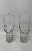 Load image into Gallery viewer, Set Of 2 Pcs Duncan &amp; Miller Clear Floral Engraved Crystal Top Handle Baskets
