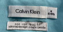 Load image into Gallery viewer, Calvin Klein Mens Blue Long Sleeve Non-Iron Body Fit Dress Shirt Size M
