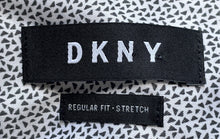 Load image into Gallery viewer, DKNY Mens Black White Printed Regular Fit Stretch Dress Shirt Size 17.5 34/35
