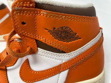 Load image into Gallery viewer, Authentic Nike Kids Jordan 1 Retro High OG Orange White Sneaker Shoes 2Y Stained
