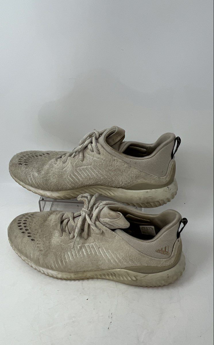 Adidas Mens Alphabounce Lea Gray Low Top Lace-Up Running Sneaker Shoes Size 11.5