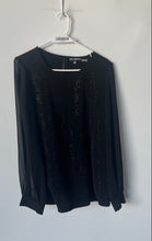 Load image into Gallery viewer, Karl Lagerfeld Womens Black Long Sleeve Crew Neck Blouse Top Size Large
