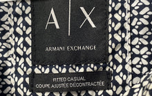 Load image into Gallery viewer, Armani Exchange Mens White Black Geometric Short Sleeve Button-Up Shirt Size L
